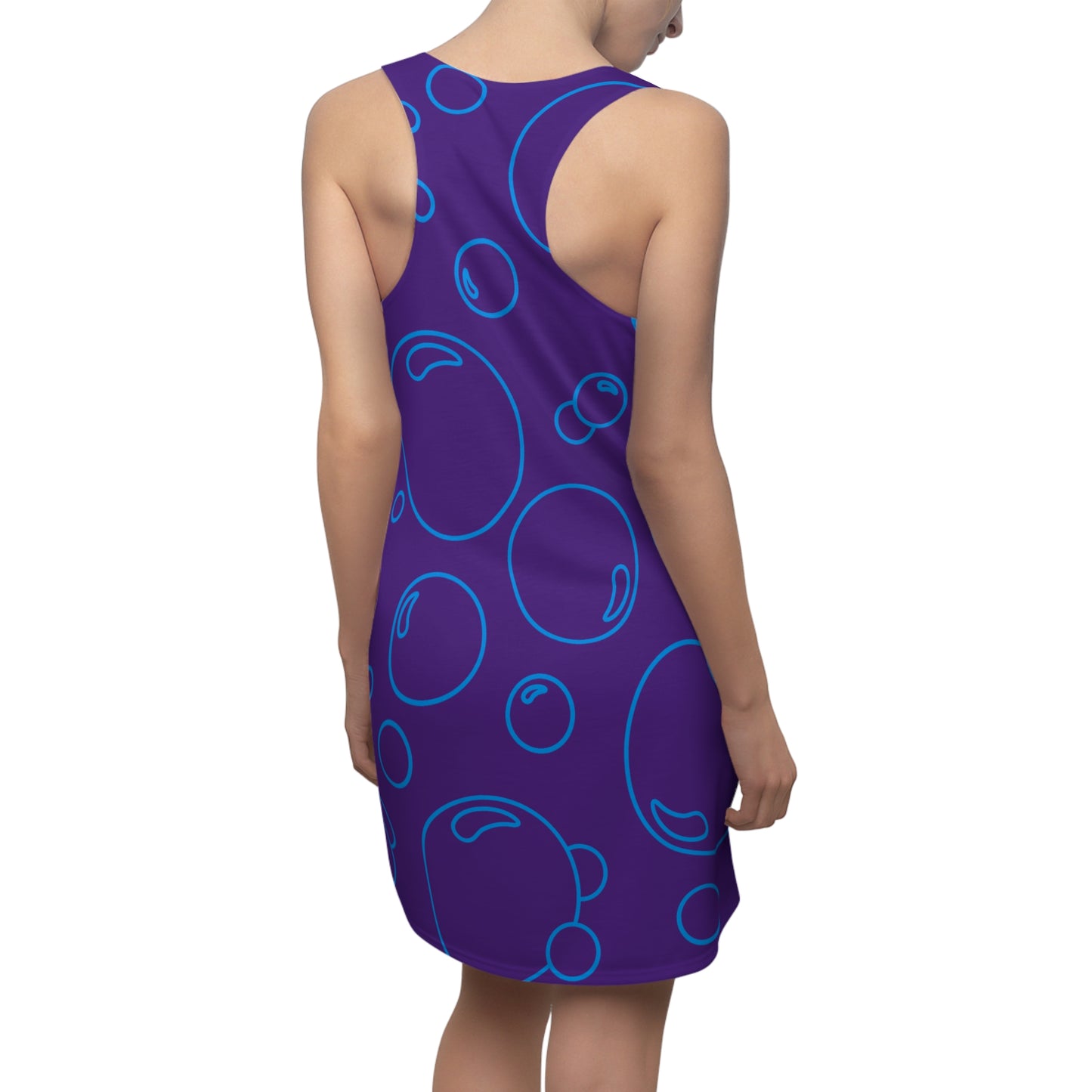 Bubble Print Racerback Kleid – Lila Blau Sommerkleid