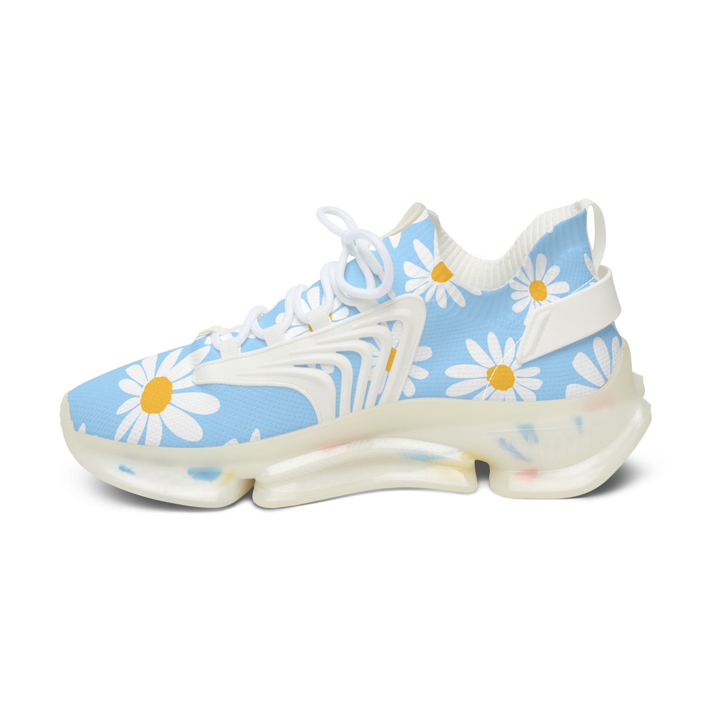 Blaue Damen Sneaker mit Blumenmuster – Stylische Sportschuhe