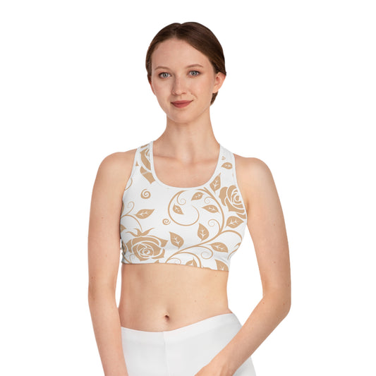 Damen Sport BH Blumenmuster Elegant Fitness Yoga Freizeit