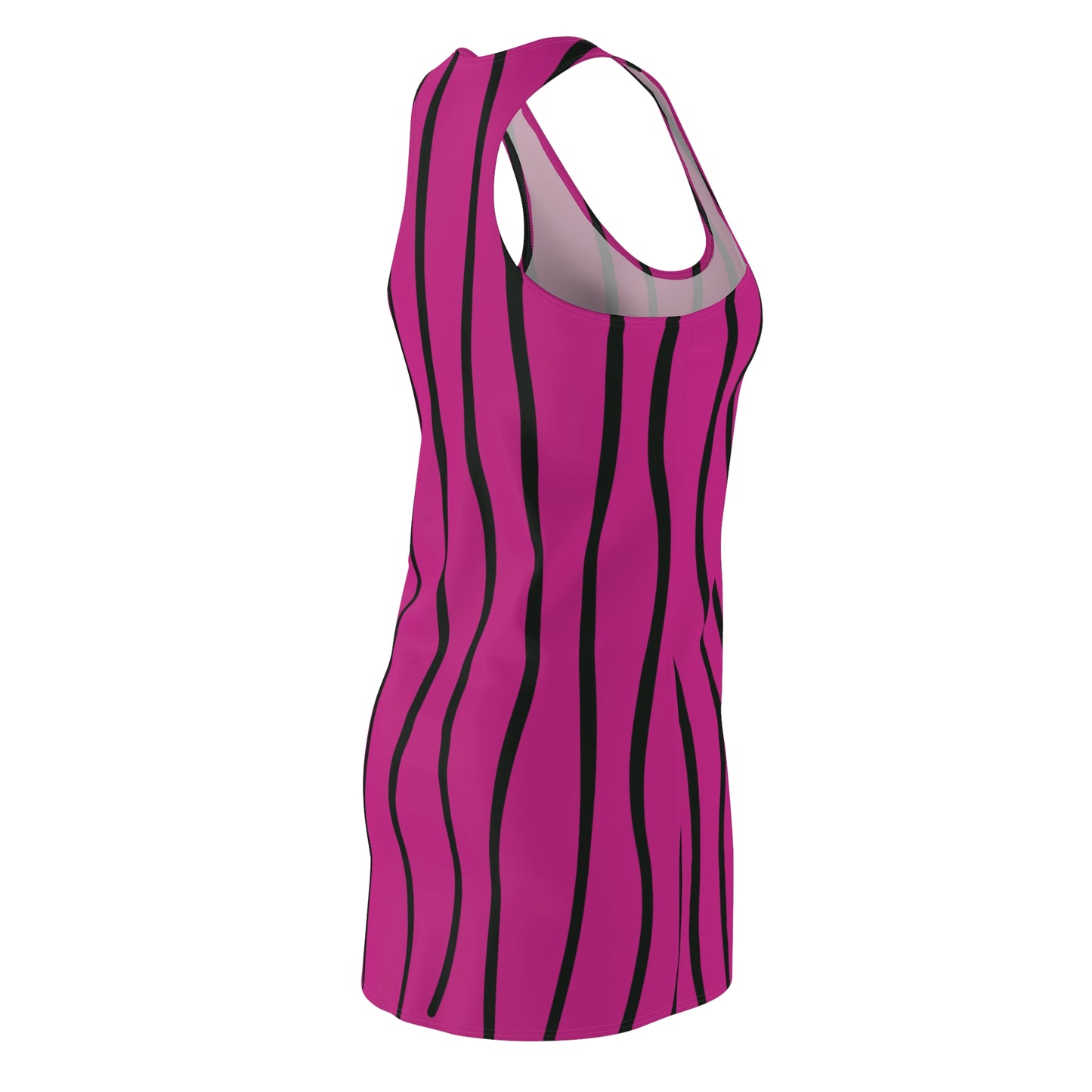 Pink Schwarz Wellen Racerback Kleid – Modernes Sommerkleid