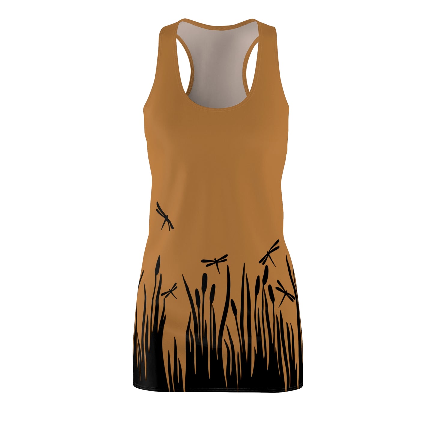 Braunes Damen Kleid Libellen Design Racerback Sommer Freizeit Party