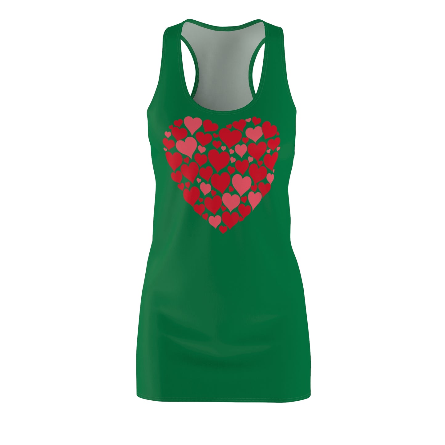 Grünes Damen Kleid Herz Muster Weiss Rot Racerback Casual Party