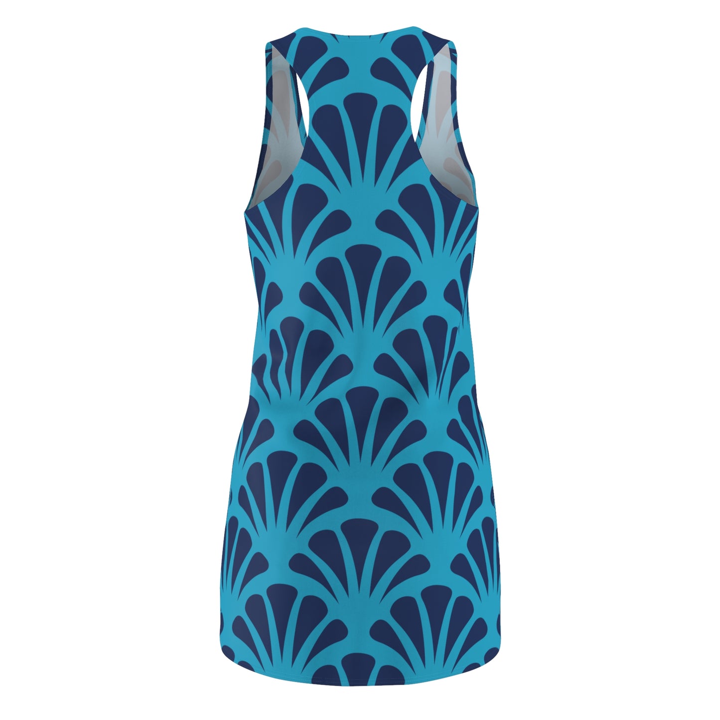 Türkises Damen Kleid Navy Muster Racerback Sommer Strand Casual