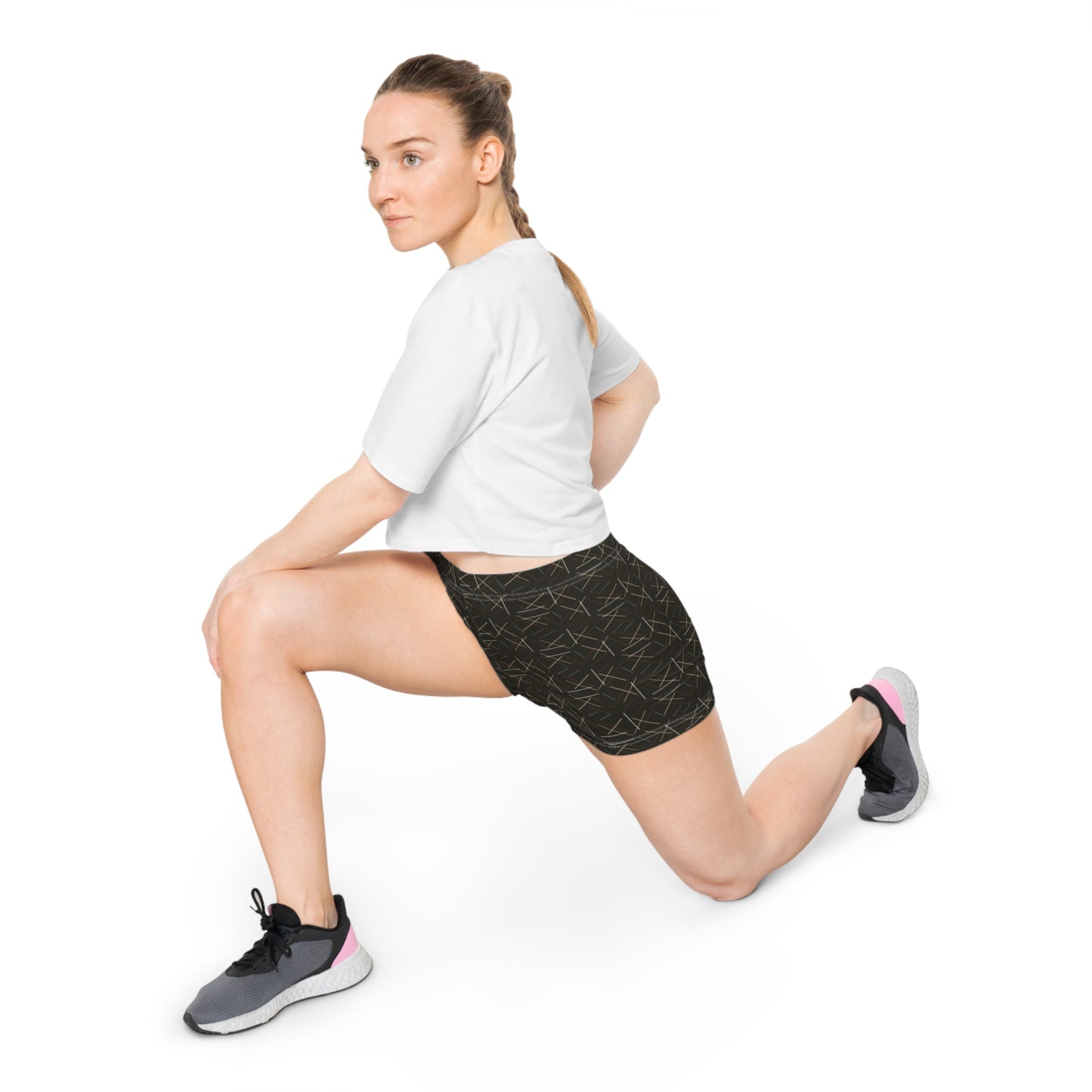 Damen Shorts Dunkelbraun Muster Bequem Sport Freizeit