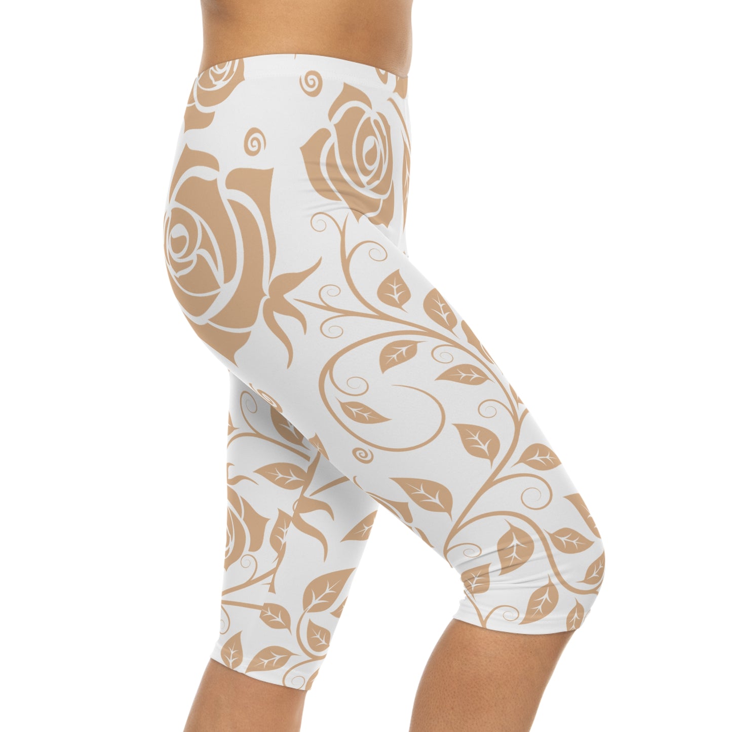 Damen Capri Leggings Blumenmuster Elegant Bequeme Yoga Fitness Hose