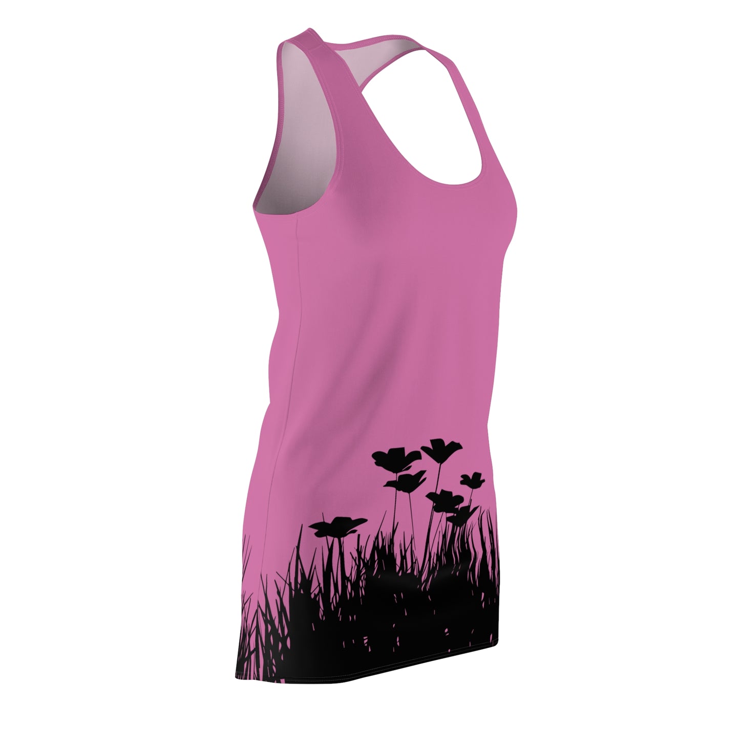 Rosa Racerback Damenkleid – Botanisches Sommerkleid, Freizeitkleid