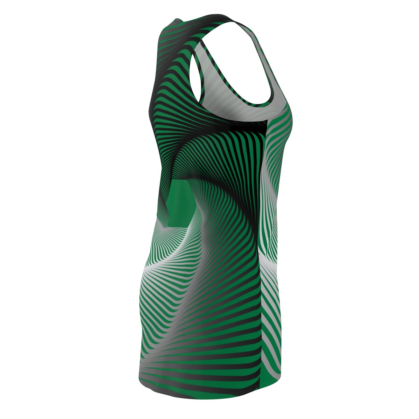 Schwarz Grün Spirale Racerback Kleid – Stilvolles Sommerkleid