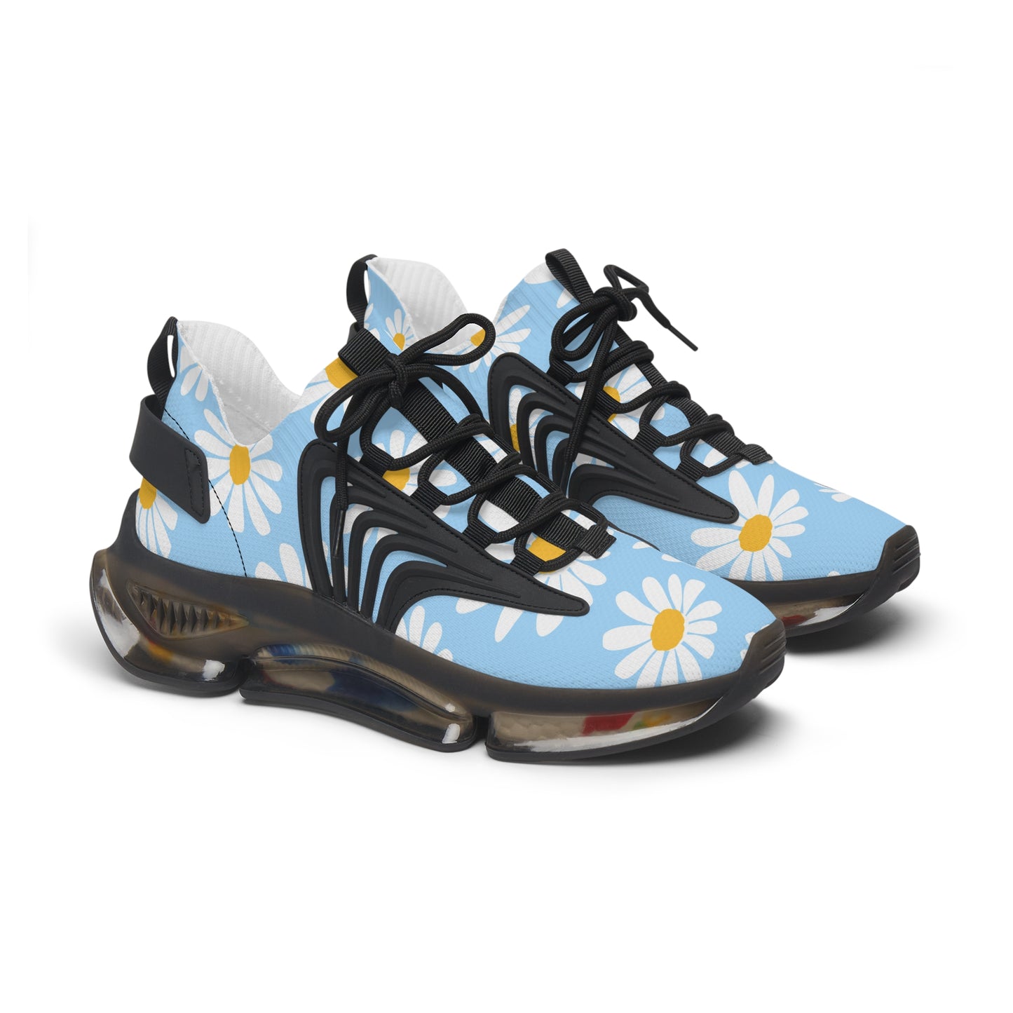 Blaue Damen Sneaker mit Blumenmuster – Stylische Sportschuhe