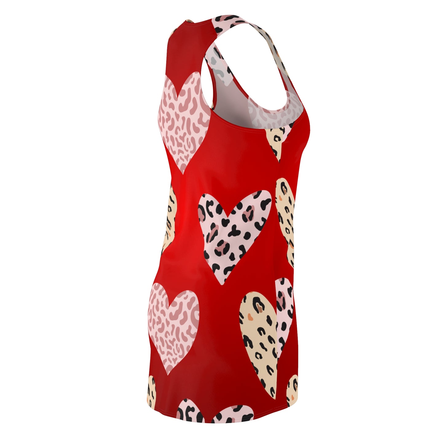 Damen Kleid Herzmuster Valentinstag Rot Racerback Sommer Romantisch