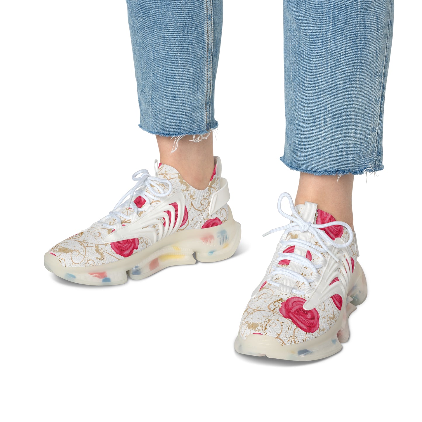 Damen Sneaker mit Rosenmuster – Stylische Sportschuhe