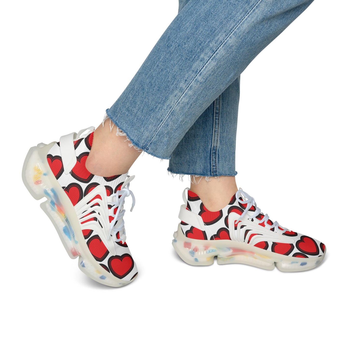 Damen Sneaker mit Herzmuster – Stylische Sportschuhe