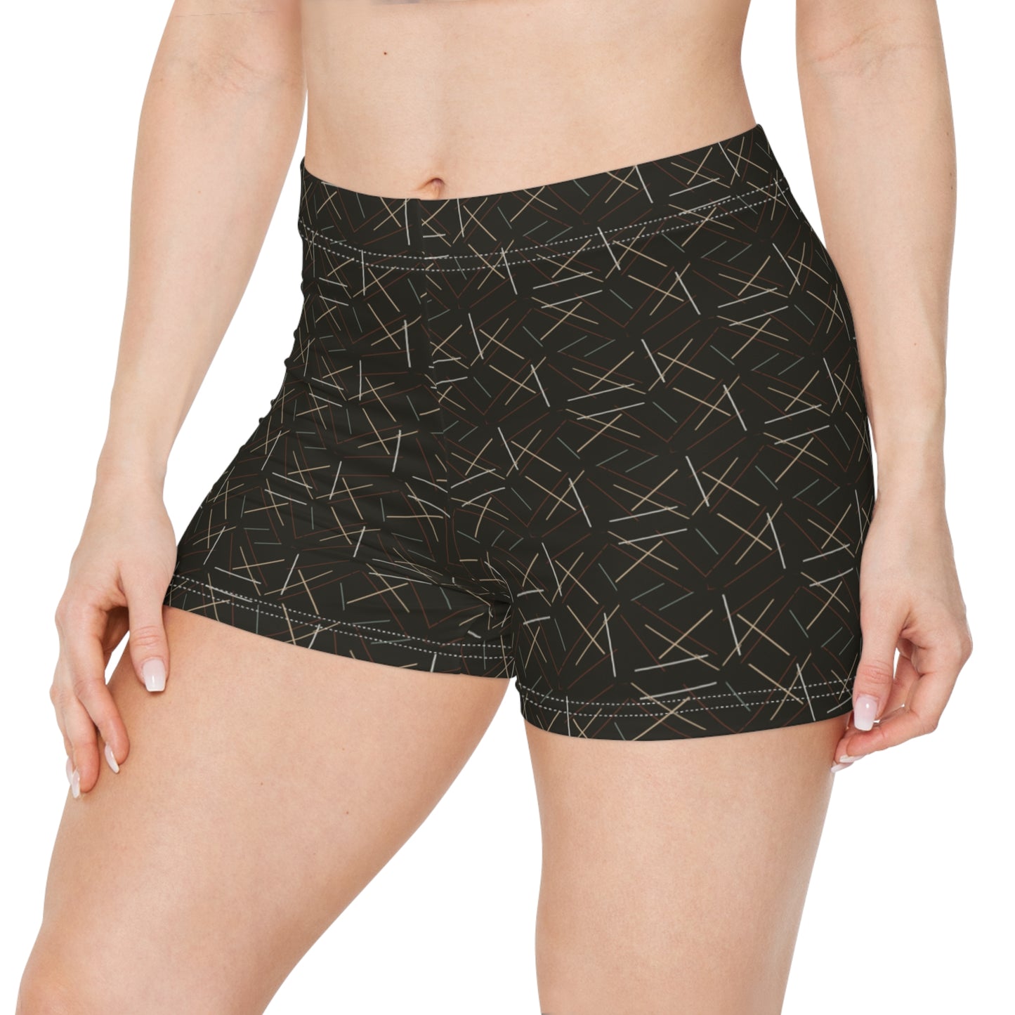 Damen Shorts Dunkelbraun Muster Bequem Sport Freizeit