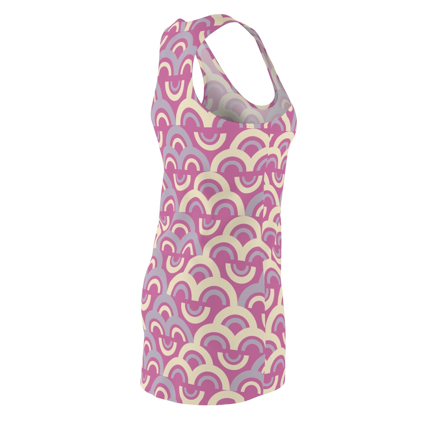 Damen Racerback Kleid Rosa Pastell Bogenmuster Bequemes Freizeitkleid