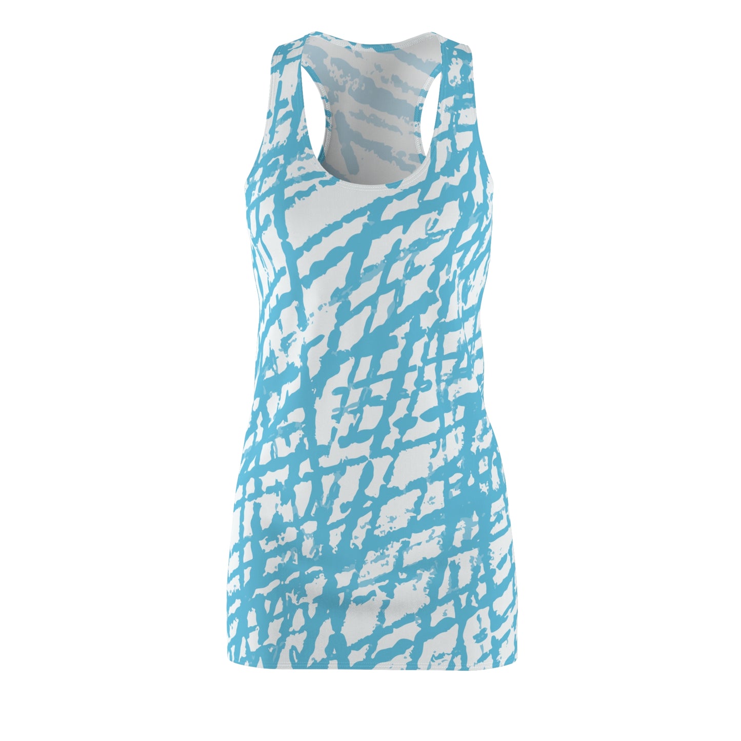 Skyline Muster Damen Racerback Kleid – Sommerkleid Blau Weiß