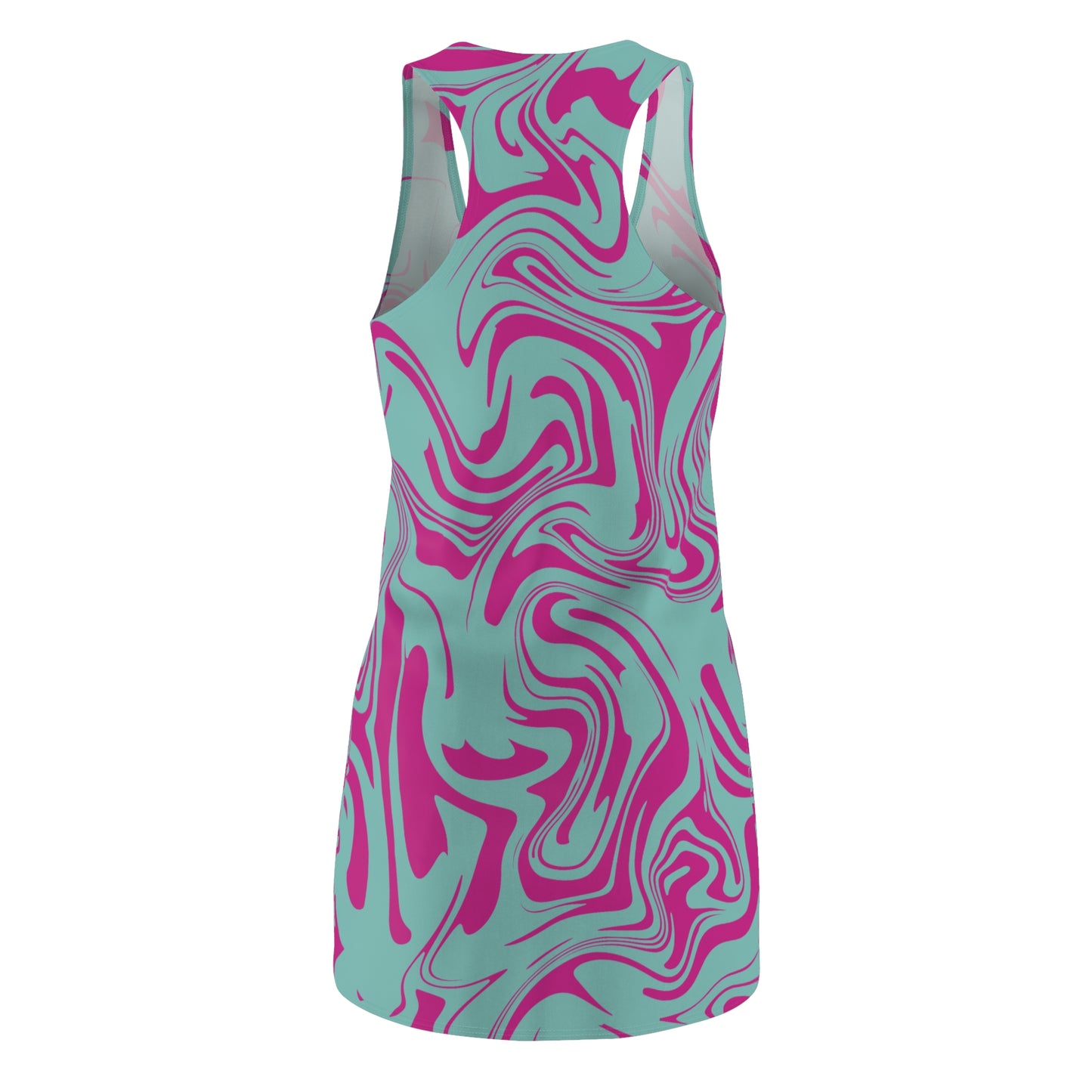 Aqua Pink Marmor Racerback Kleid – Trendige Sommer Damenmode