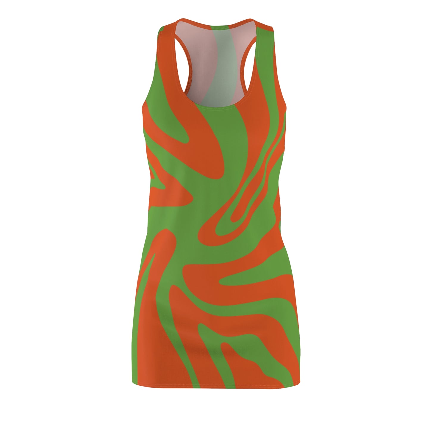 Grünes Damen Kleid Swirl Muster Racerback Sommer Bohemian Beach