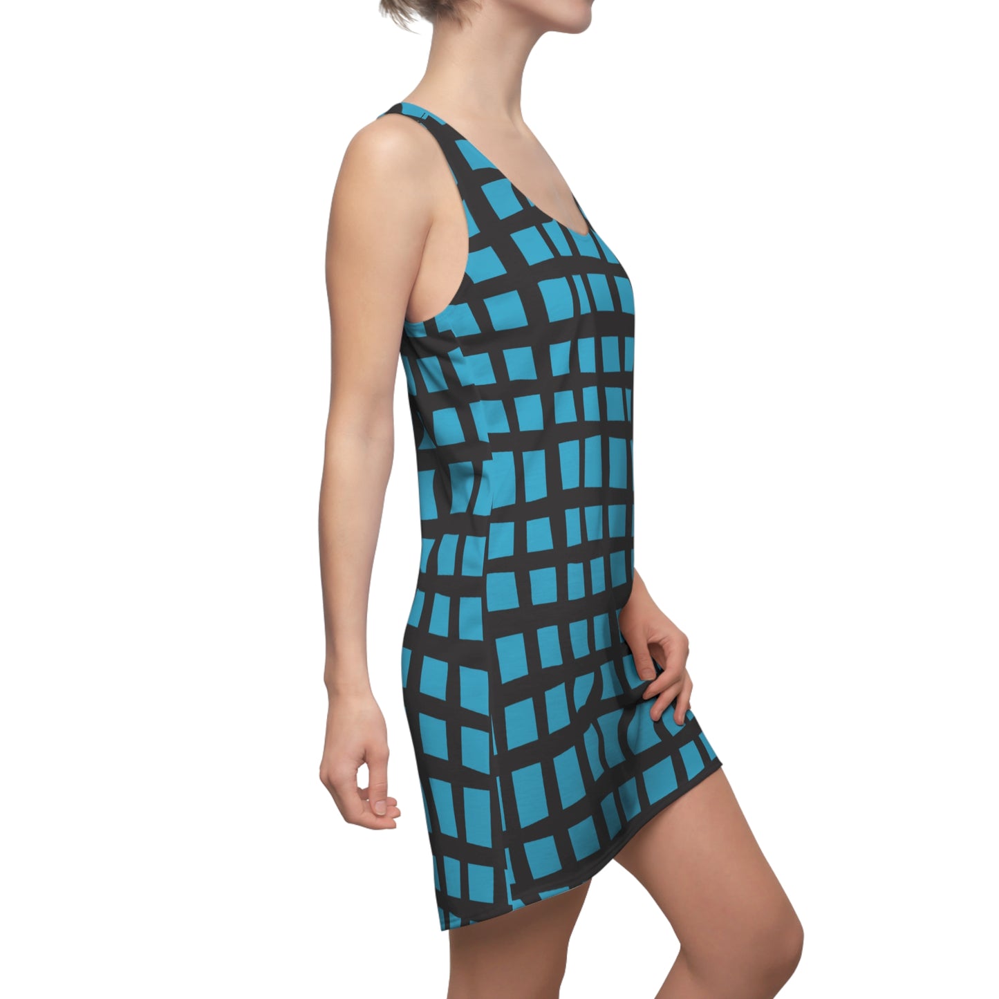 Türkis Grid Racerback Kleid – Moderner Sommerlook