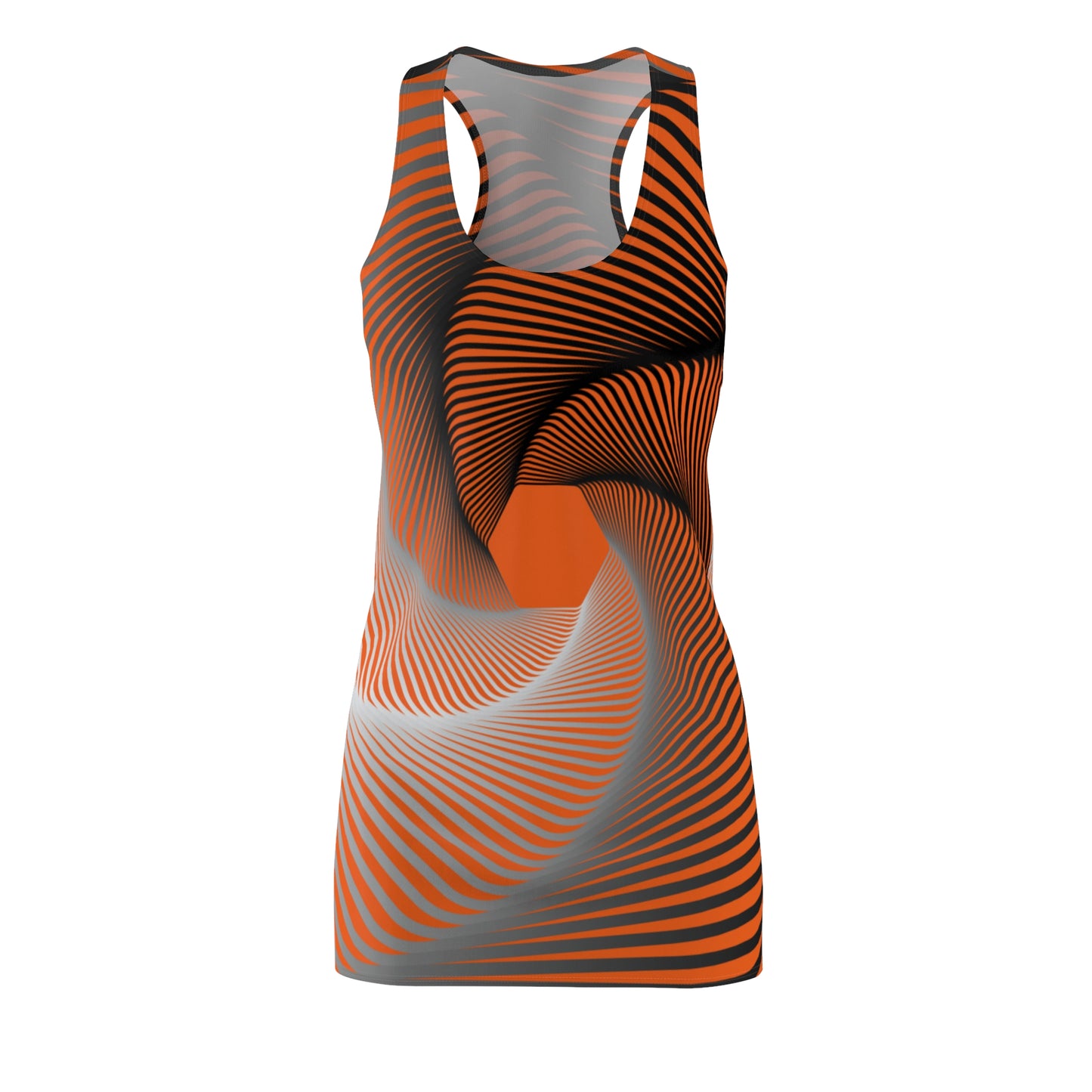 Schwarz Orange Spirale Racerback Kleid – Stilvolles Sommerkleid