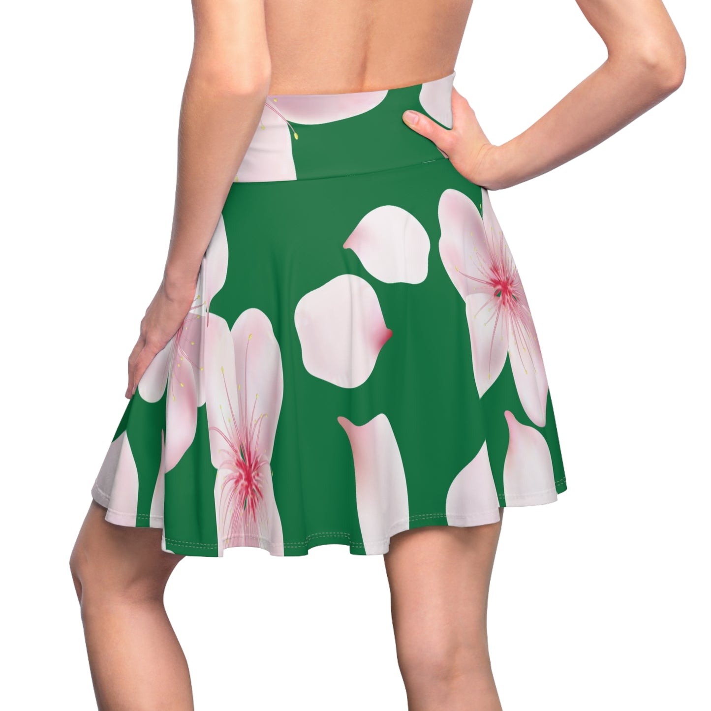 Grüner Damen Rock Blütenmuster Skater Elegant Sommer Casual