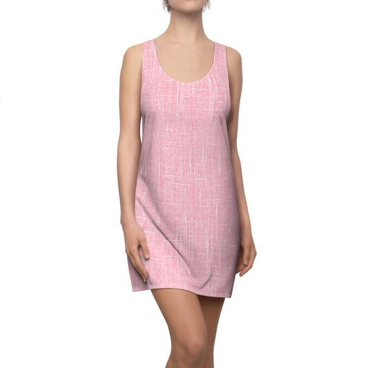 Racerback Kleid Damen – Rosa Sommerkleid mit Leinenoptik