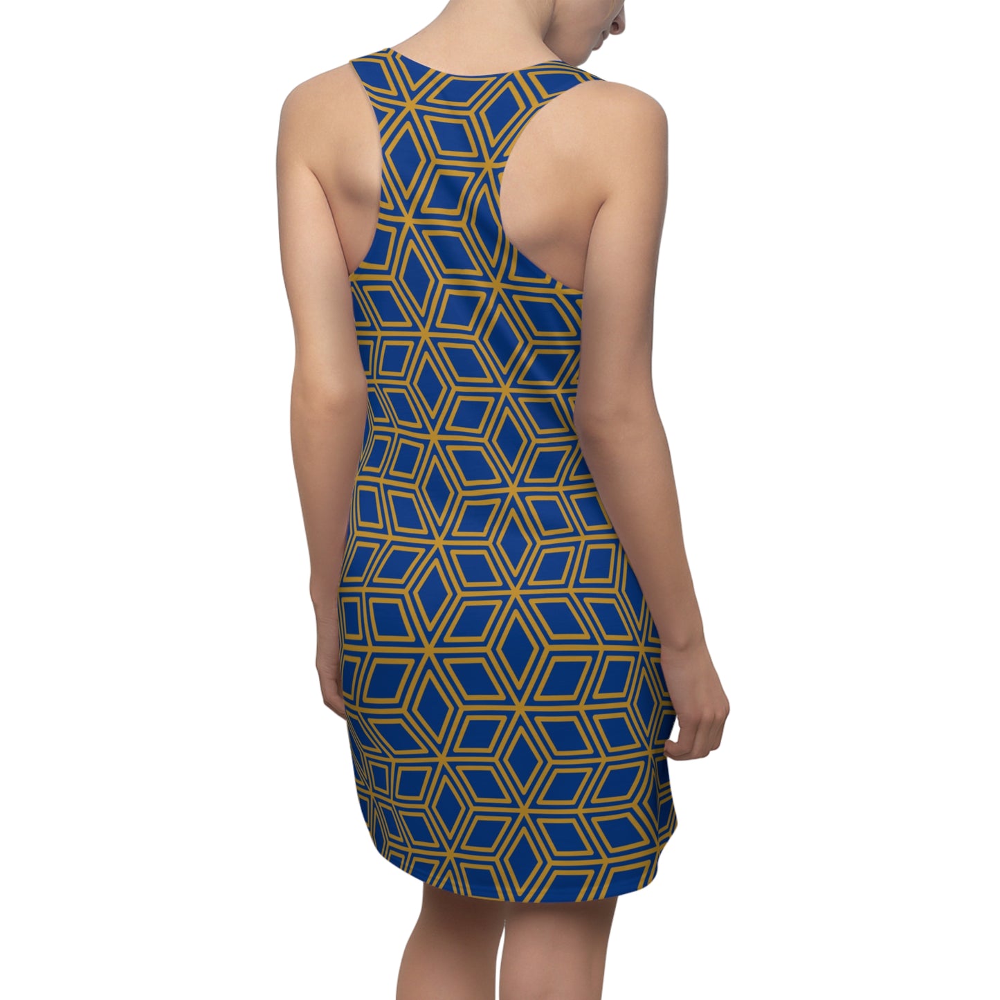 Luxury Racerback Dress mit Geometric Cube Pattern Design