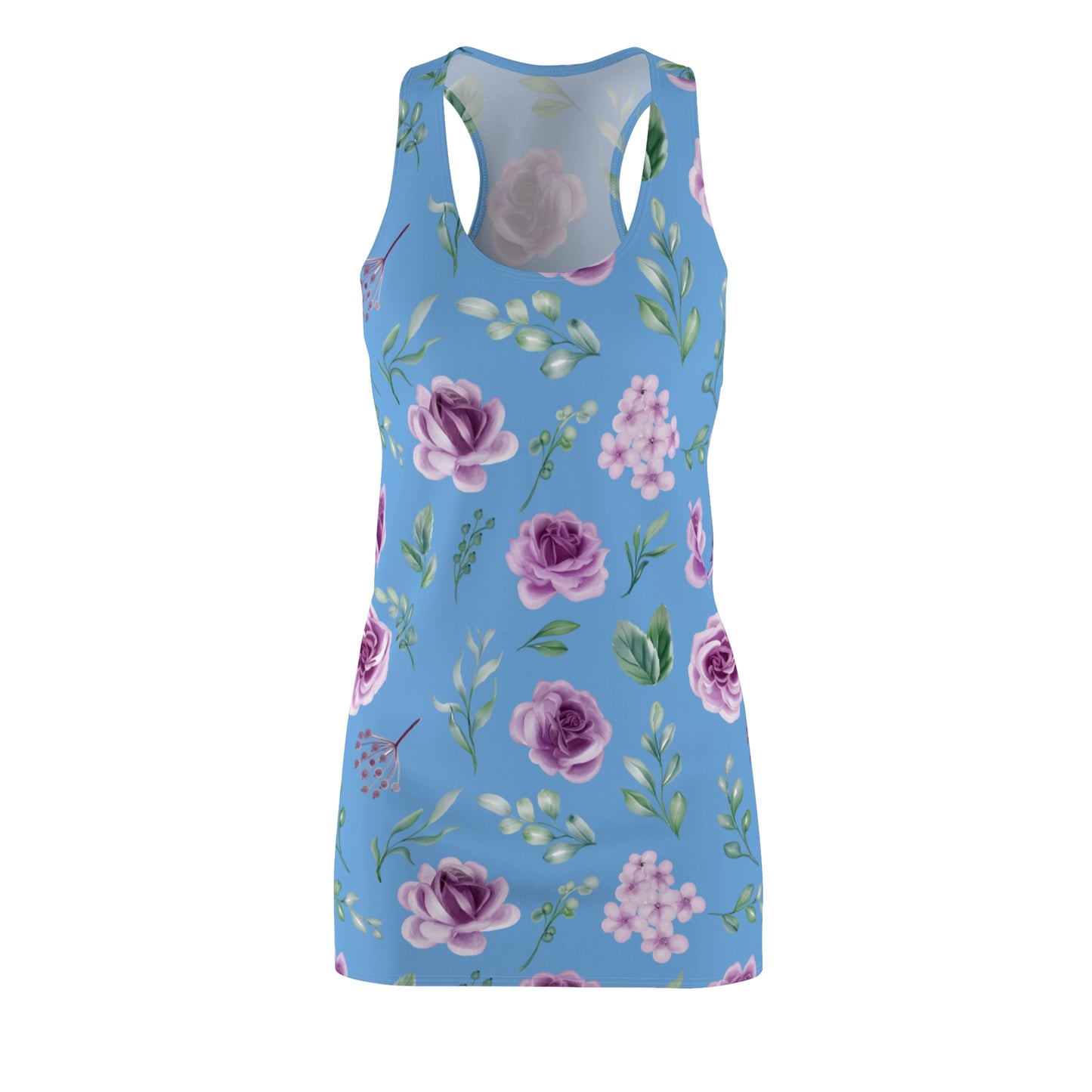 Hellblau Floral Racerback Kleid – Blumenkleid Sommer Damen