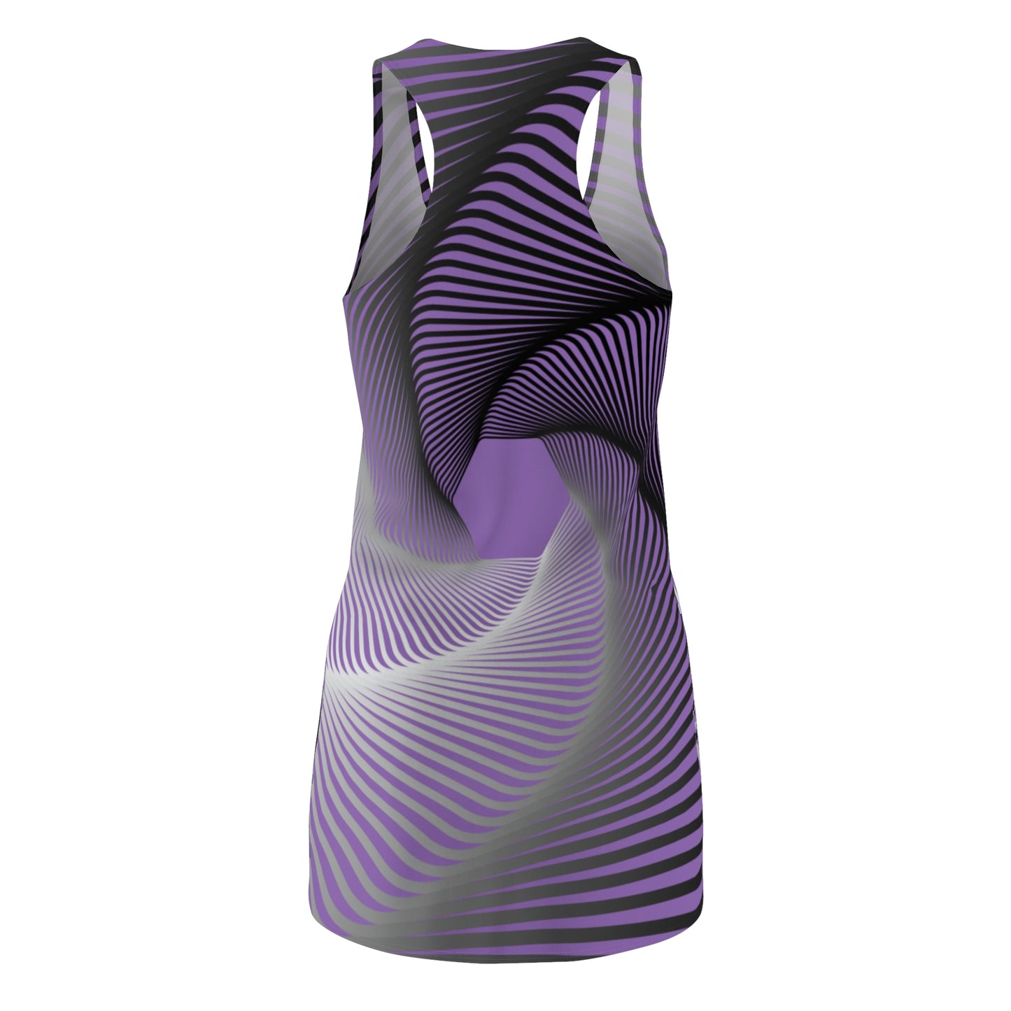 Schwarz Weiß Spirale Racerback Kleid – Stilvolles Sommerkleid Lila