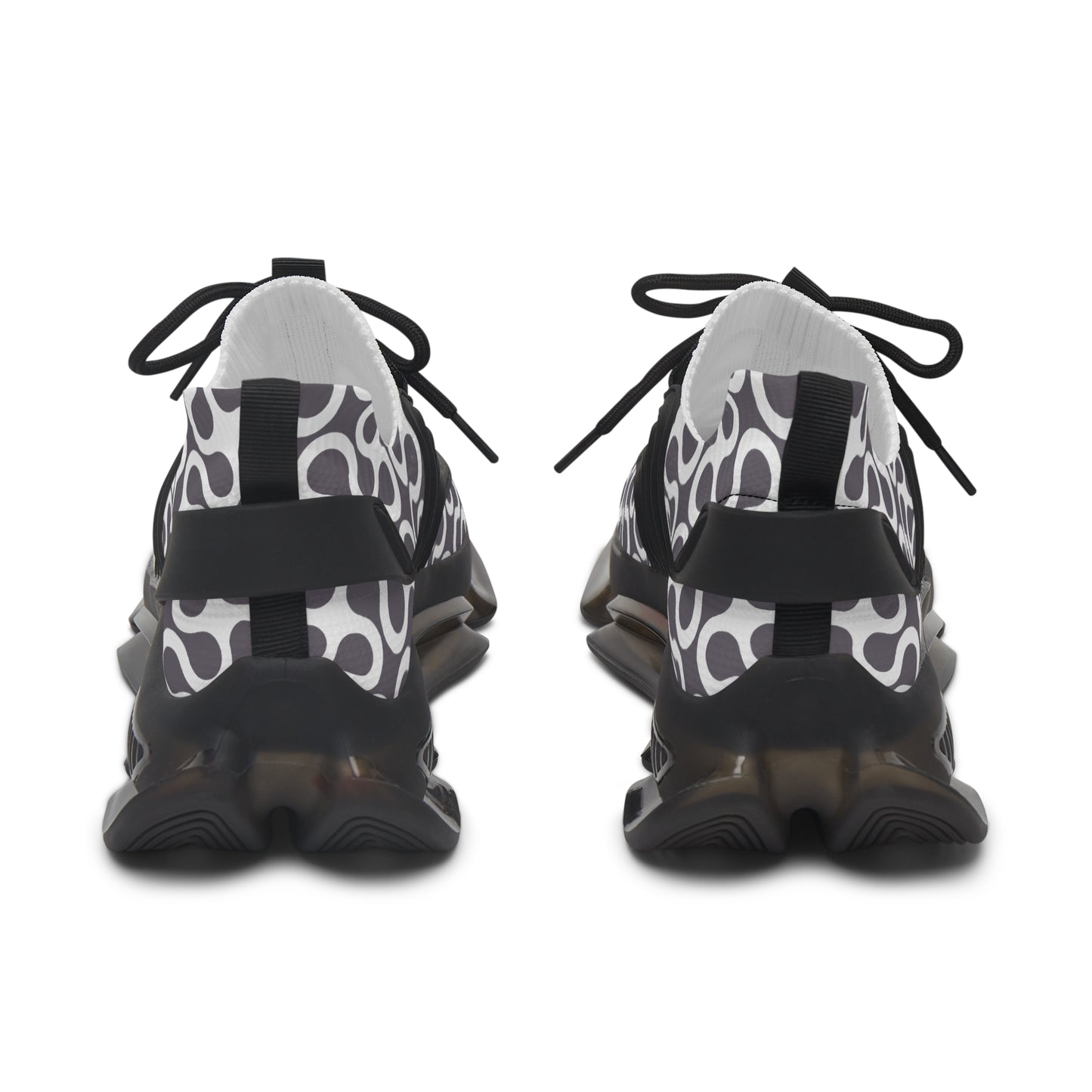 Damen Sneaker Schwarz Weiß Muster Mesh Atmungsaktiv Bequeme Schuhe