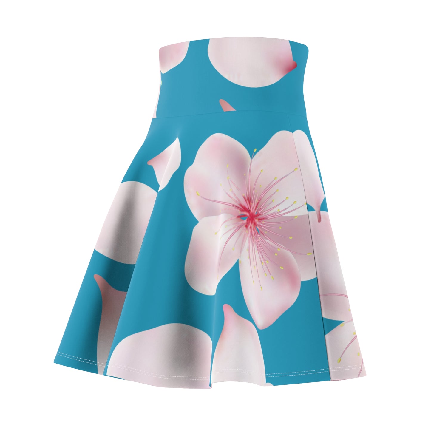 Türkiser Damen Rock Blütenmuster Skater Elegant Sommer Casual