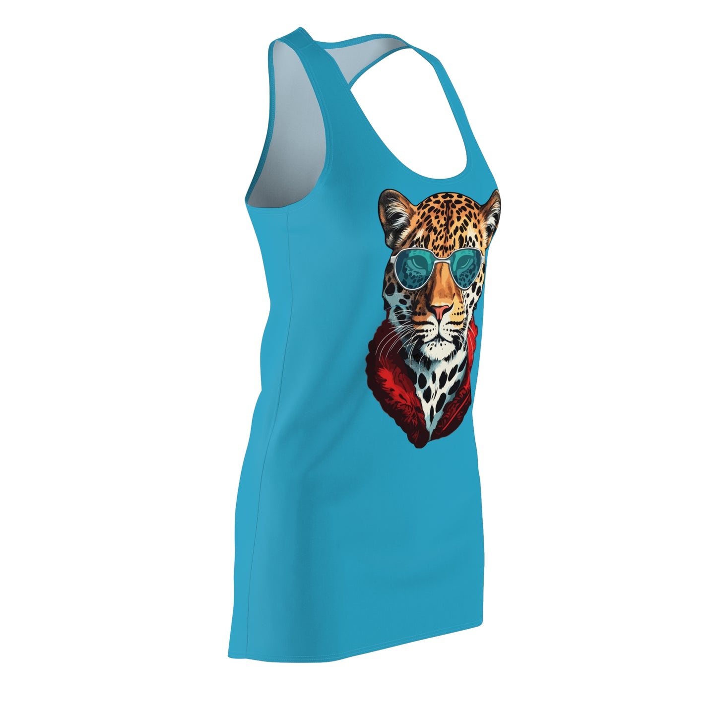 Türkises Leopard Sonnenbrille Racerback Kleid – Cooles Sommerkleid