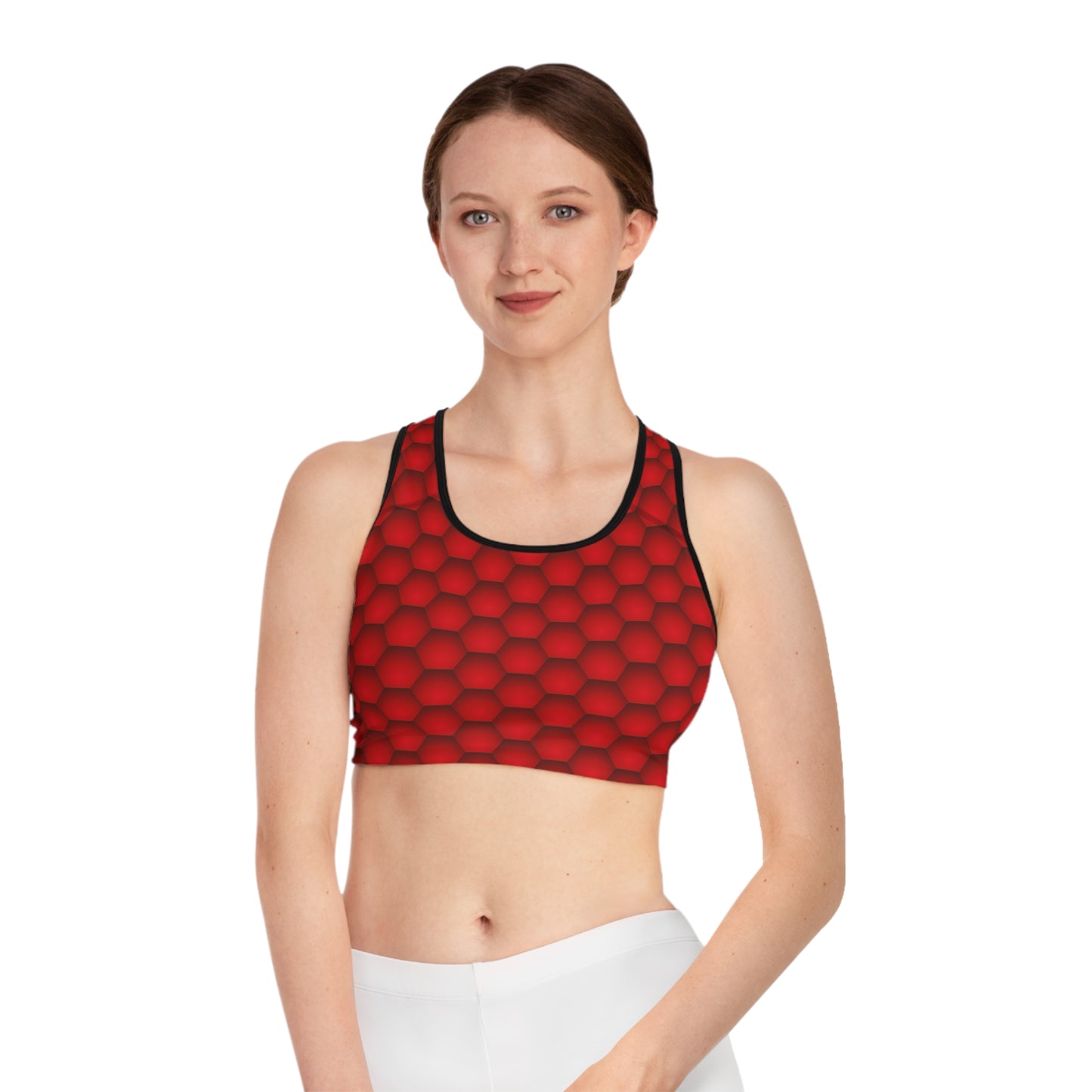 Damen Sport BH Rot Muster Atmungsaktiv Yoga Fitness Workout Top