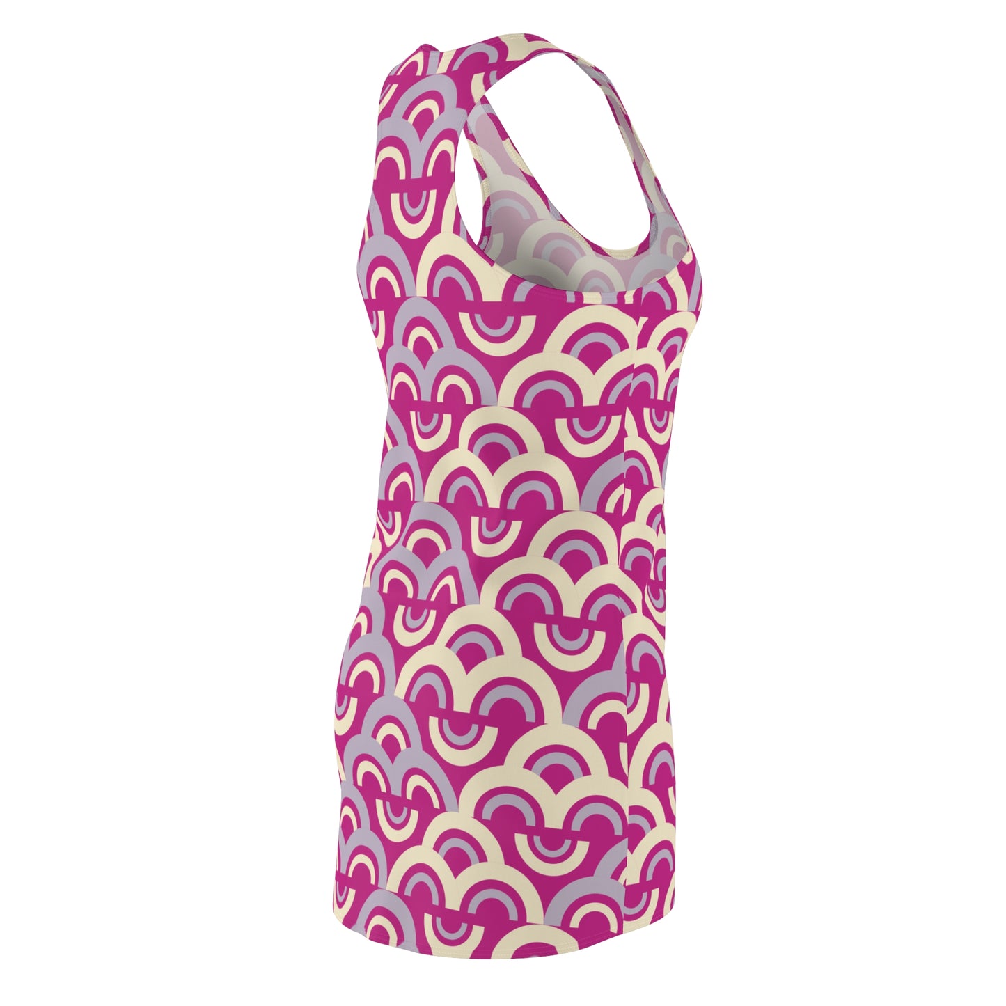 Damen Racerback Kleid Pink Pastell Bogenmuster Bequemes Freizeitkleid
