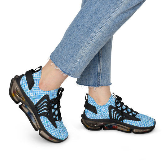 Blaue Damen Sneaker – Trendige Sportschuhe mit modernem Karomuster