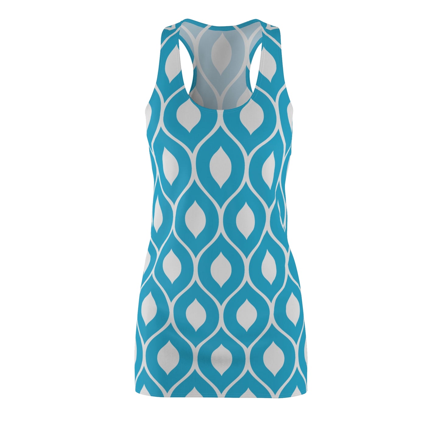 Türkis Grau Geometrie Racerback Kleid – Stilvolles Sommerkleid