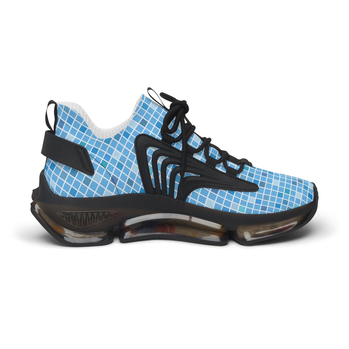 Blaue Damen Sneaker – Trendige Sportschuhe mit modernem Karomuster