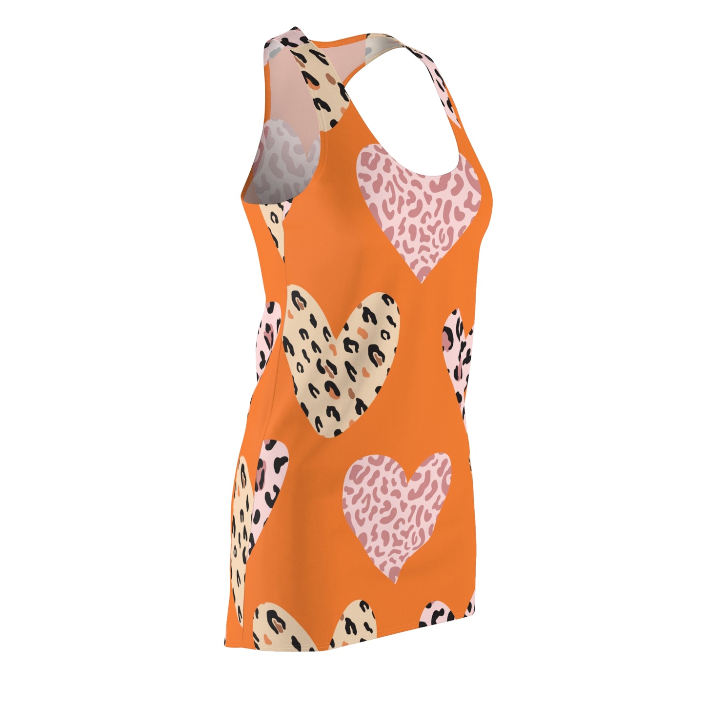 Crusta Herz Leopard Racerback Kleid – Weiß Pink Sommerkleid