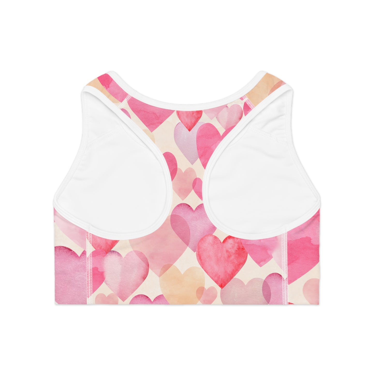 Damen Sport BH Herz Print Pink Rot Atmungsaktiv Yoga Fitness Top
