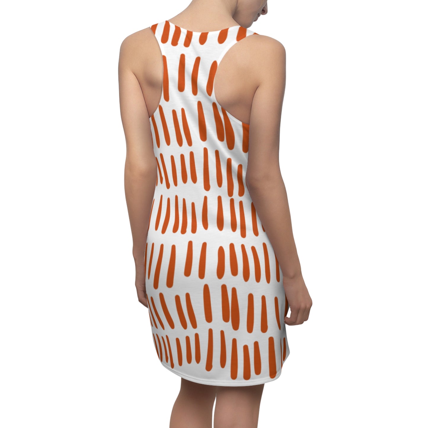 Weiß Orange Boho Racerback Kleid – Modernes Sommerkleid