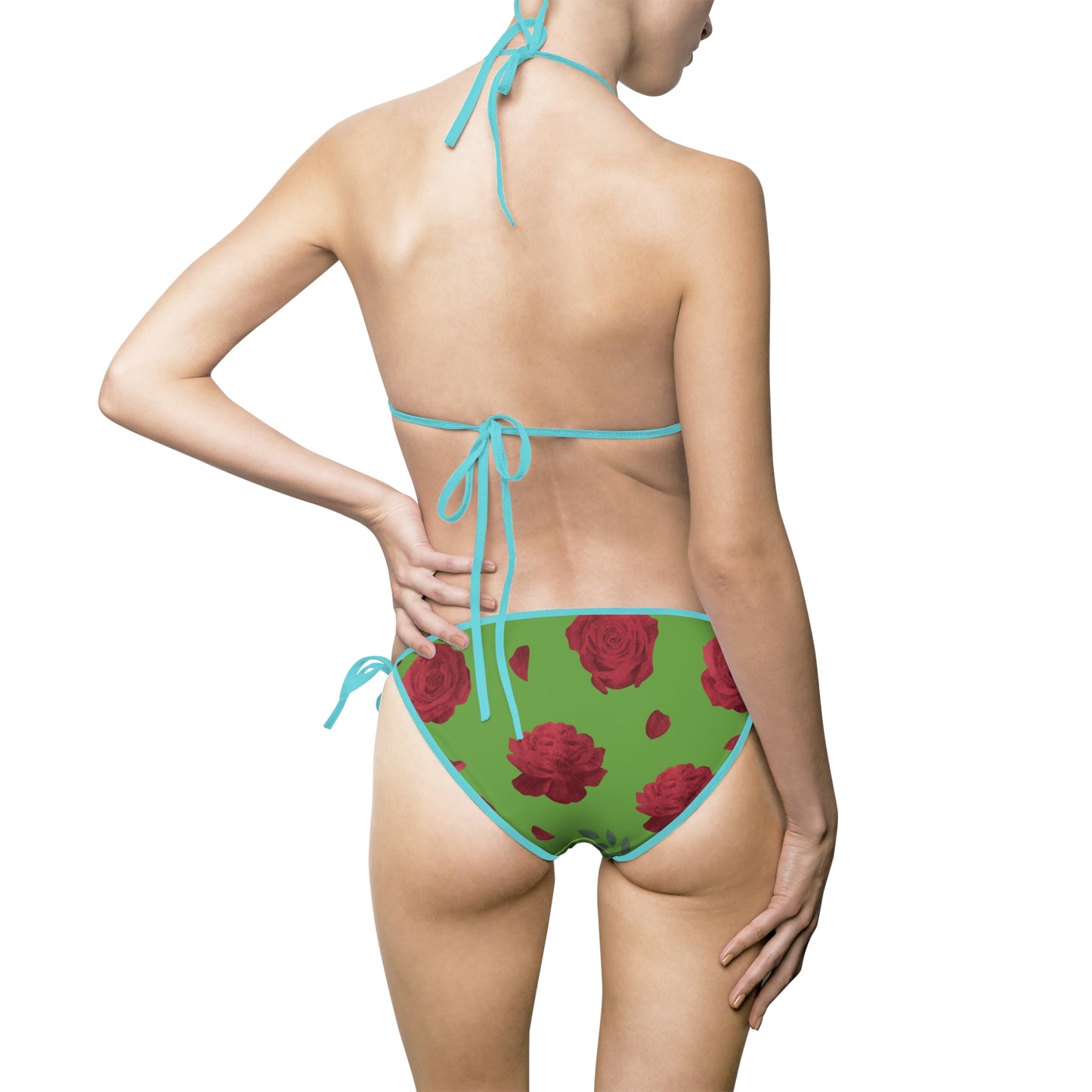 Damen Bikini Floral Print Zweiteiler Push Up Strand Pool schwarz