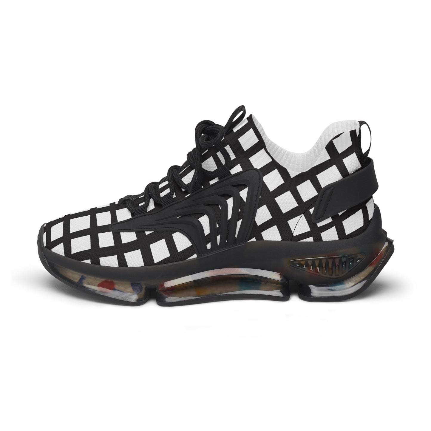 Damen Sneaker Schwarz Weiß Modern Linienmuster Atmungsaktiv