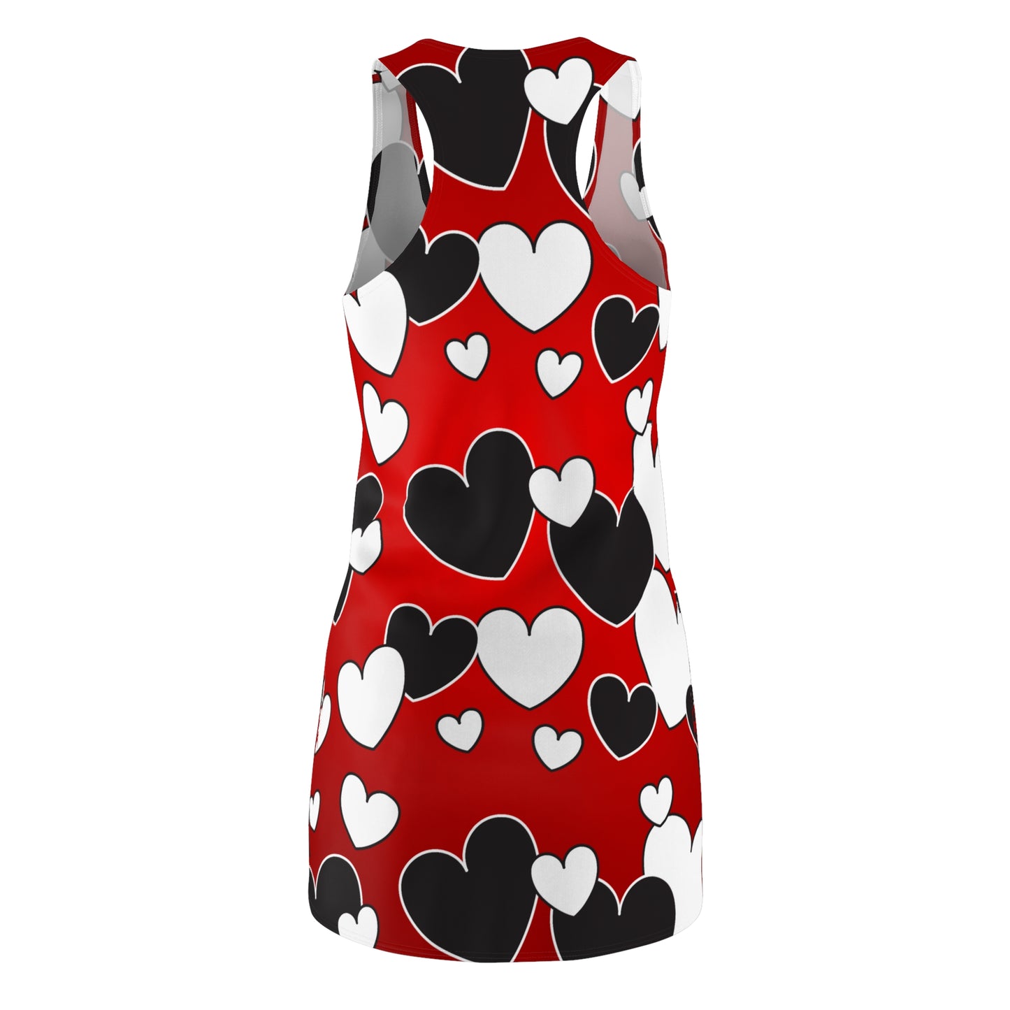 Romantic Heart Print Racerback Dress – Red Black White Summer Dress