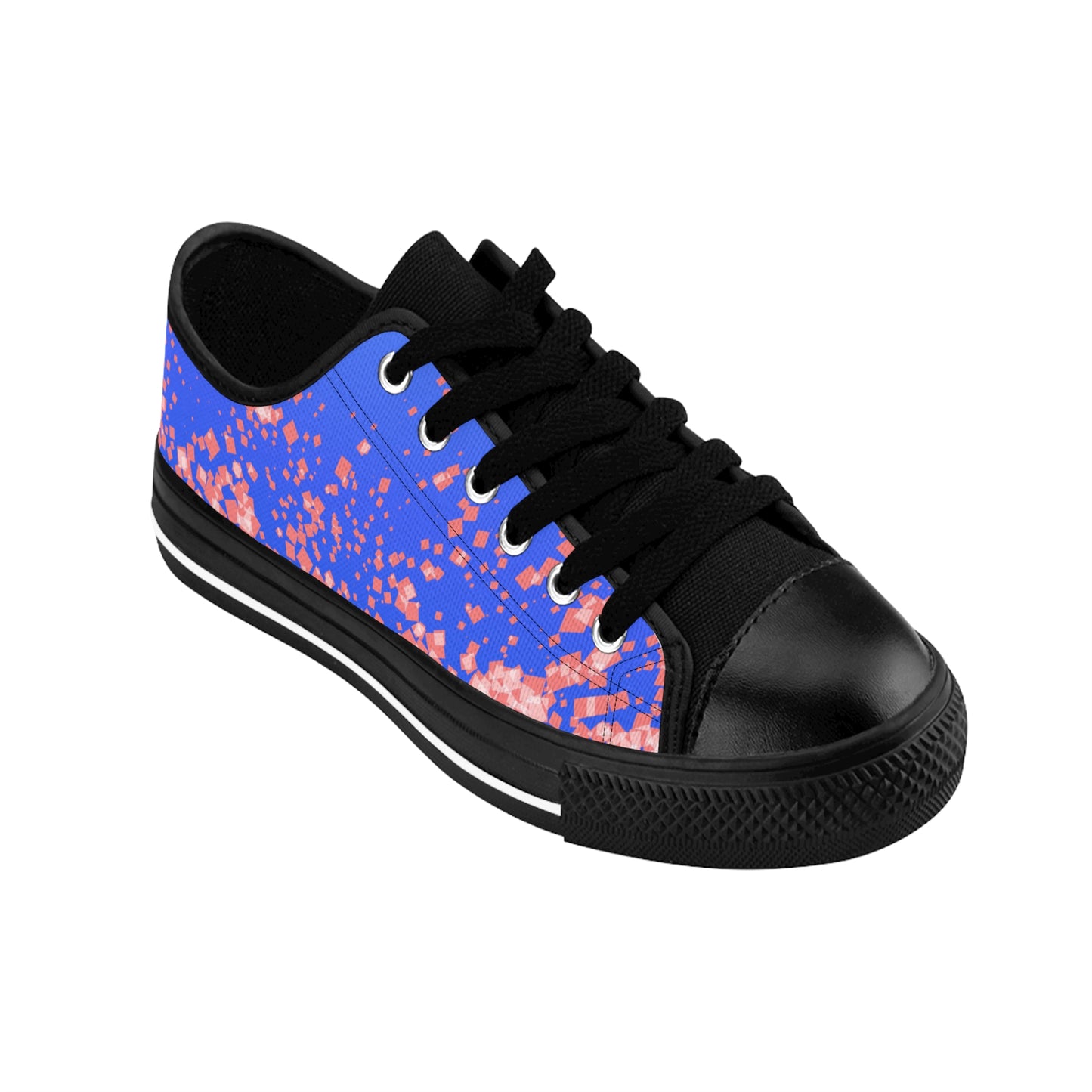 Blue Pink Confetti Sneakers – Casual Low Top Canvas Shoes