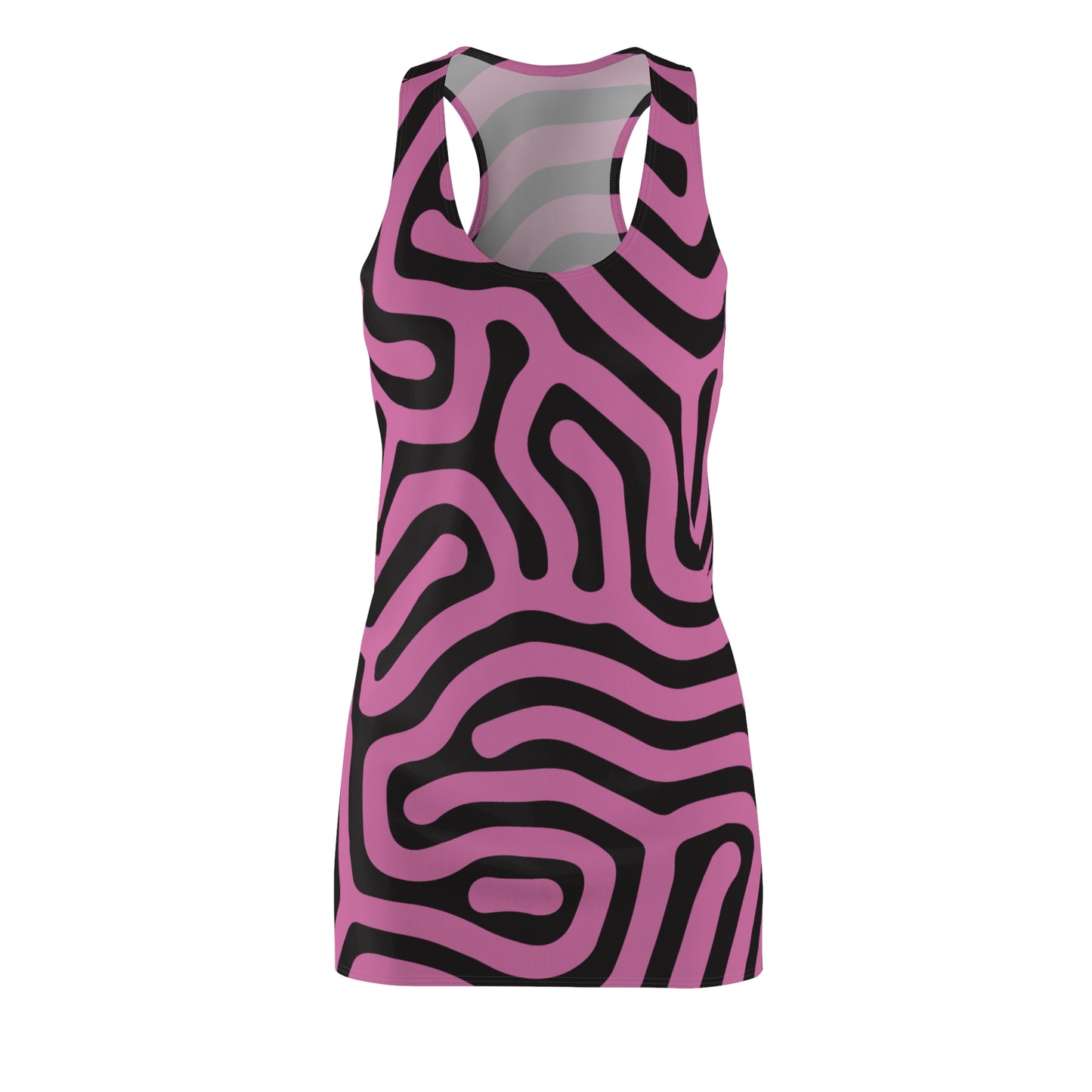Abstrakt Racerback Kleid – Schwarz Hellpink Damenmode