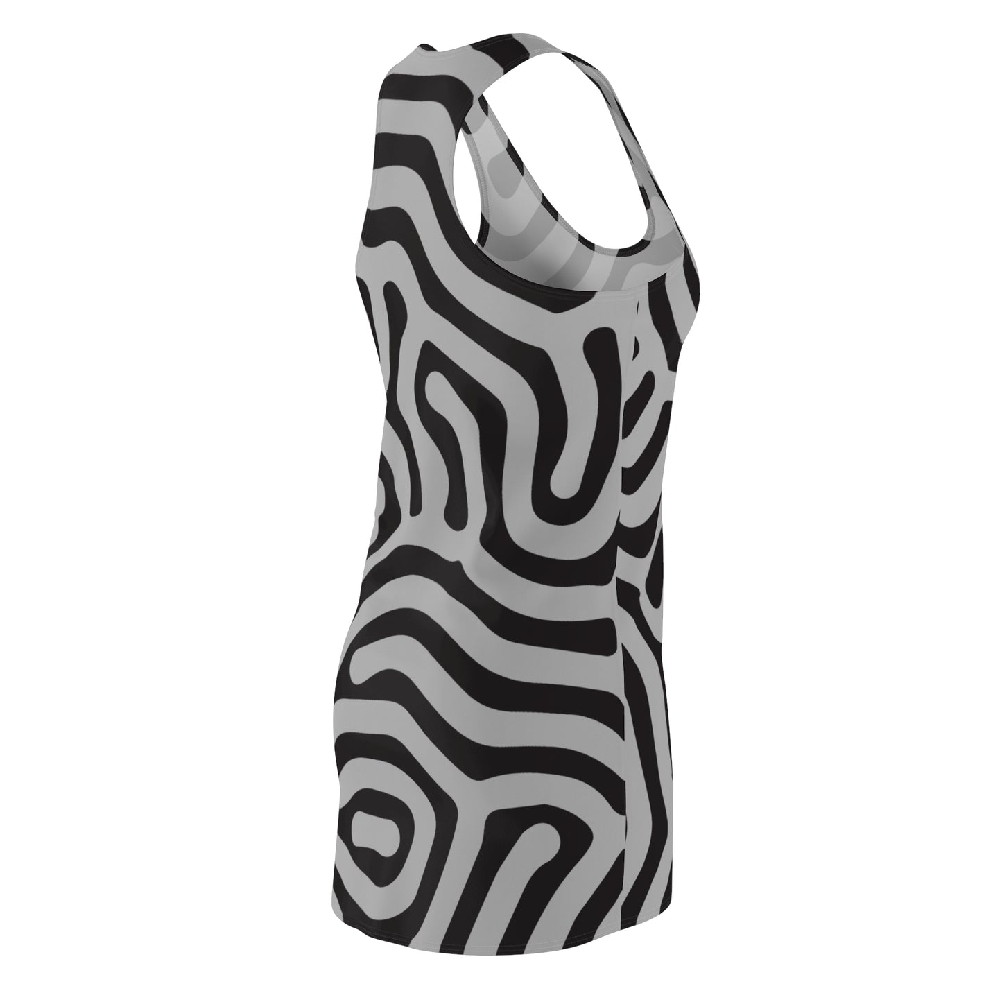 Abstrakt Racerback Kleid – Schwarz Grau Damenmode