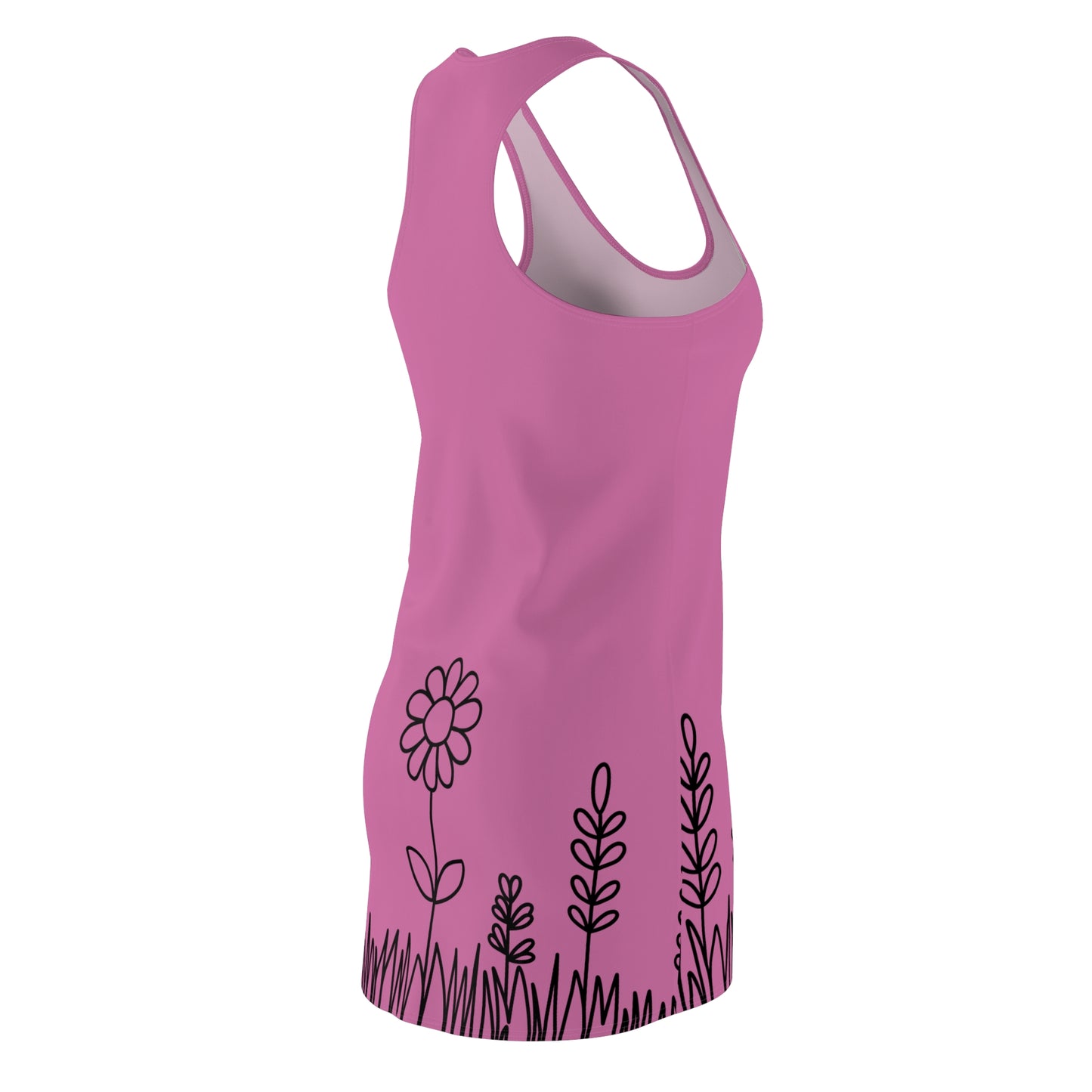 Rosa Blumen Racerback Kleid – Bequemes Sommerkleid