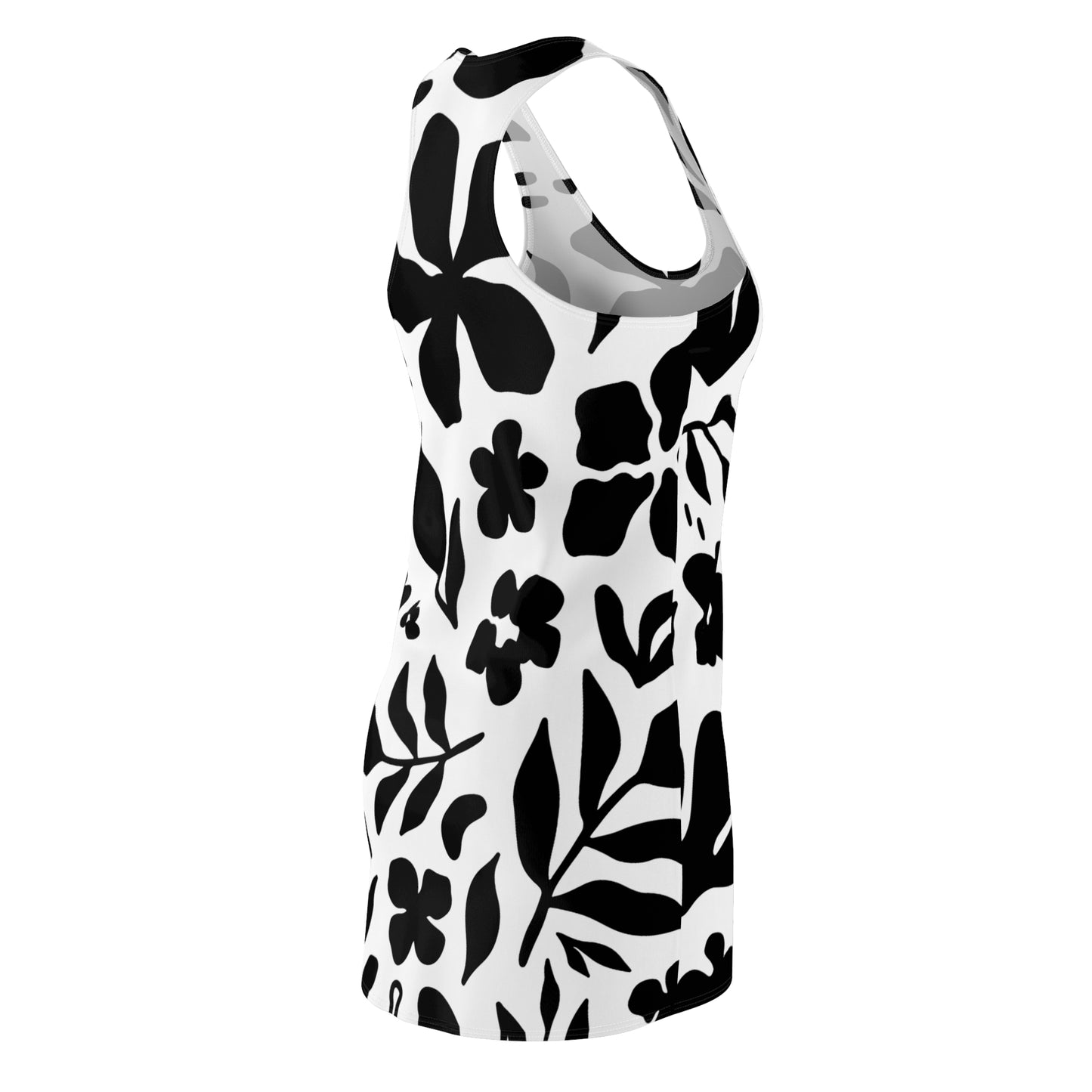 Schwarz Weiß Floral Racerback Kleid – Sommer Damenmode