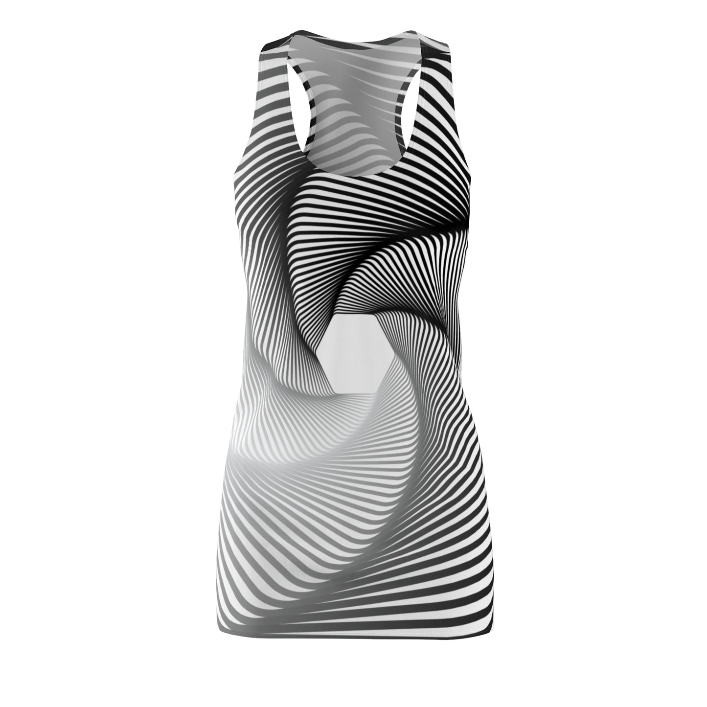 Schwarz Weiß Spirale Racerback Kleid – Stilvolles Sommerkleid