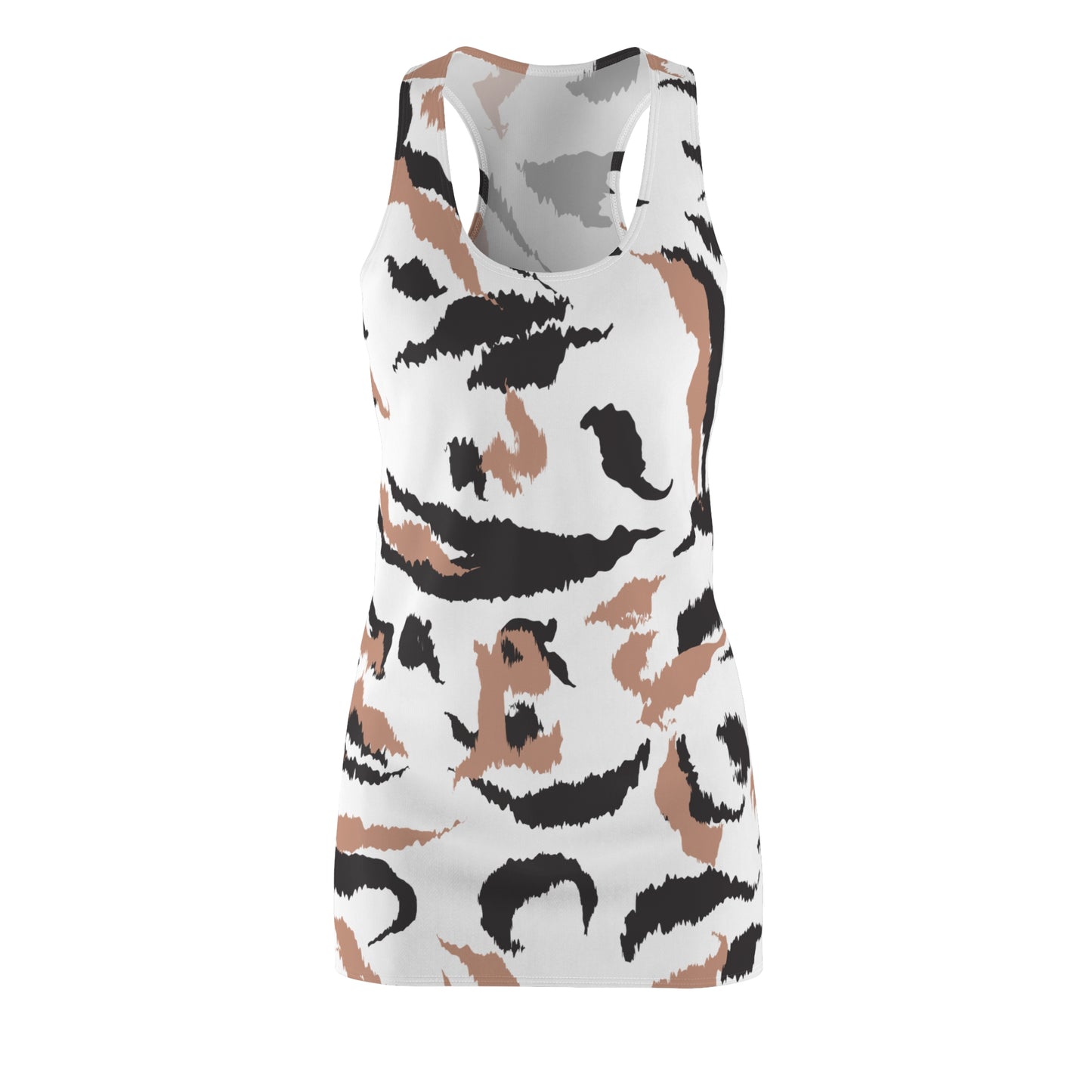 Abstrakt Racerback Kleid – Schwarz Beige Weiss Sommerkleid