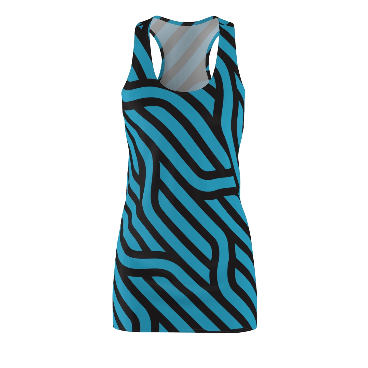 Schwarz Türkis Streifen Racerback Kleid – Modernes Sommerkleid