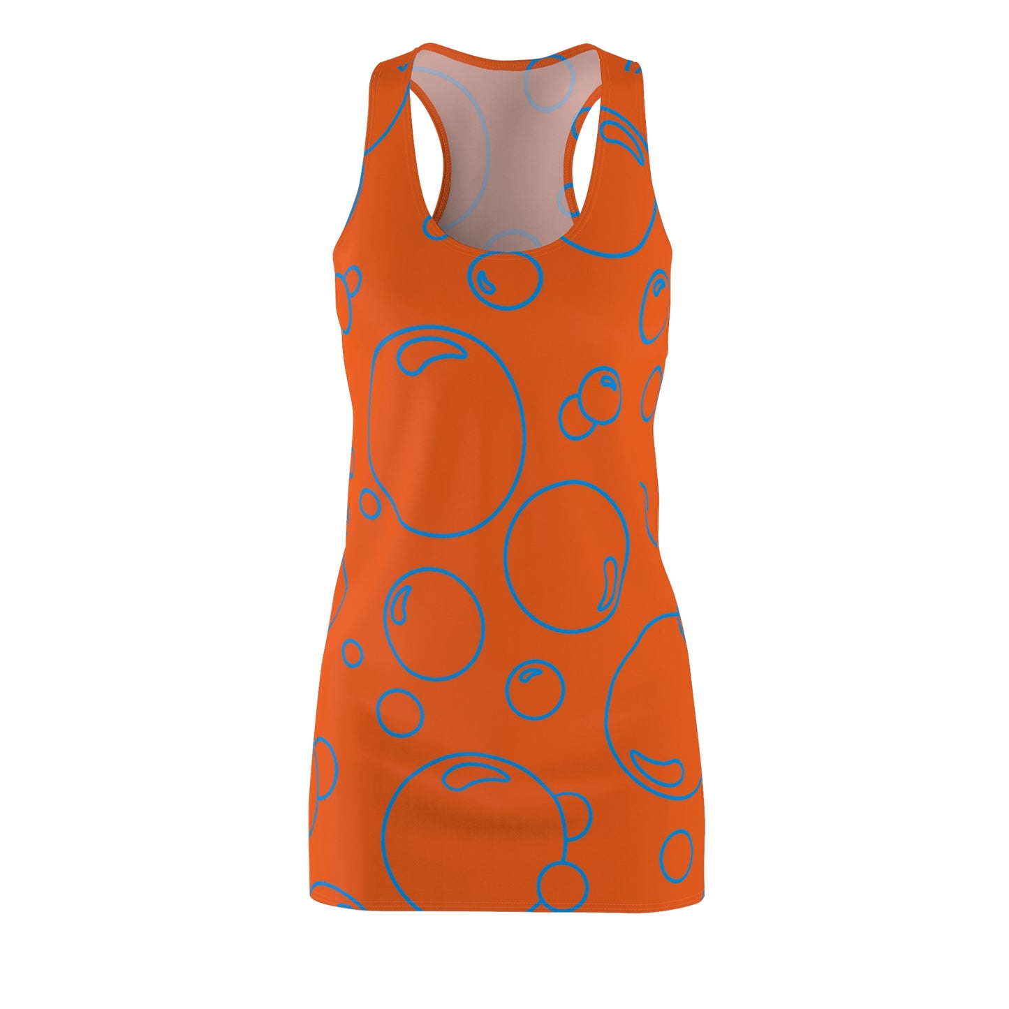 Bubble Print Racerback Kleid – Orange Blau Sommerkleid